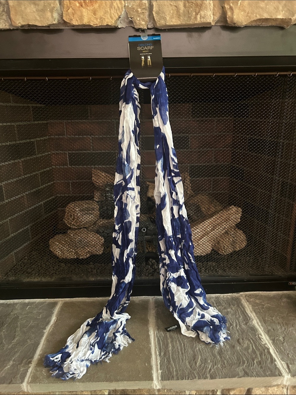 Mixit Blue and White Oblong Scarf